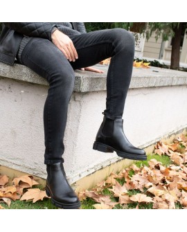 LeatherLux Erkek Siyah Deri Bot