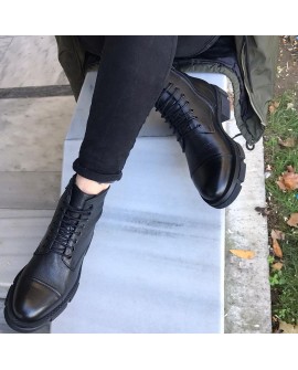 Boy Uzatan Ayakkabı  Kışlık Bot Siyah DERİ